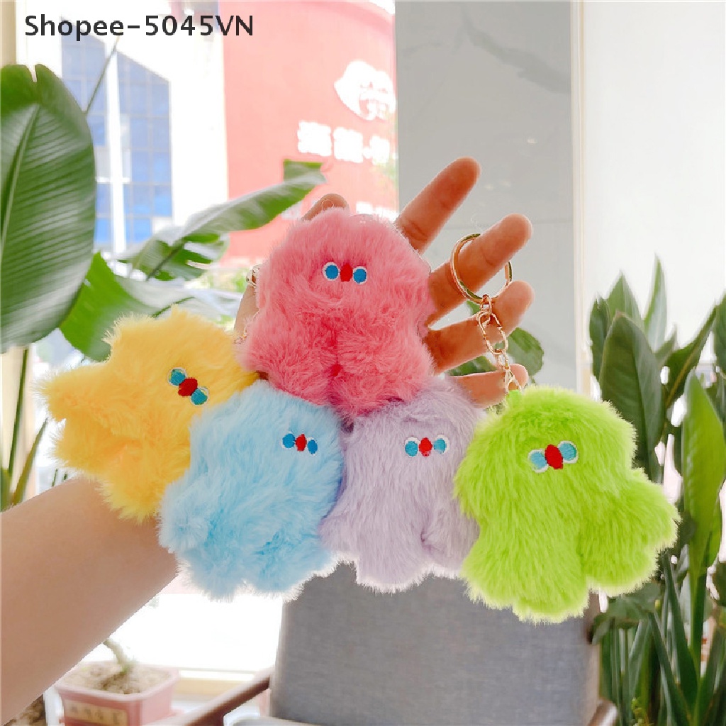 Móc Khóa Búp Bê Nhồi Bông Mềm Mại Màu Hồng Dễ Thương