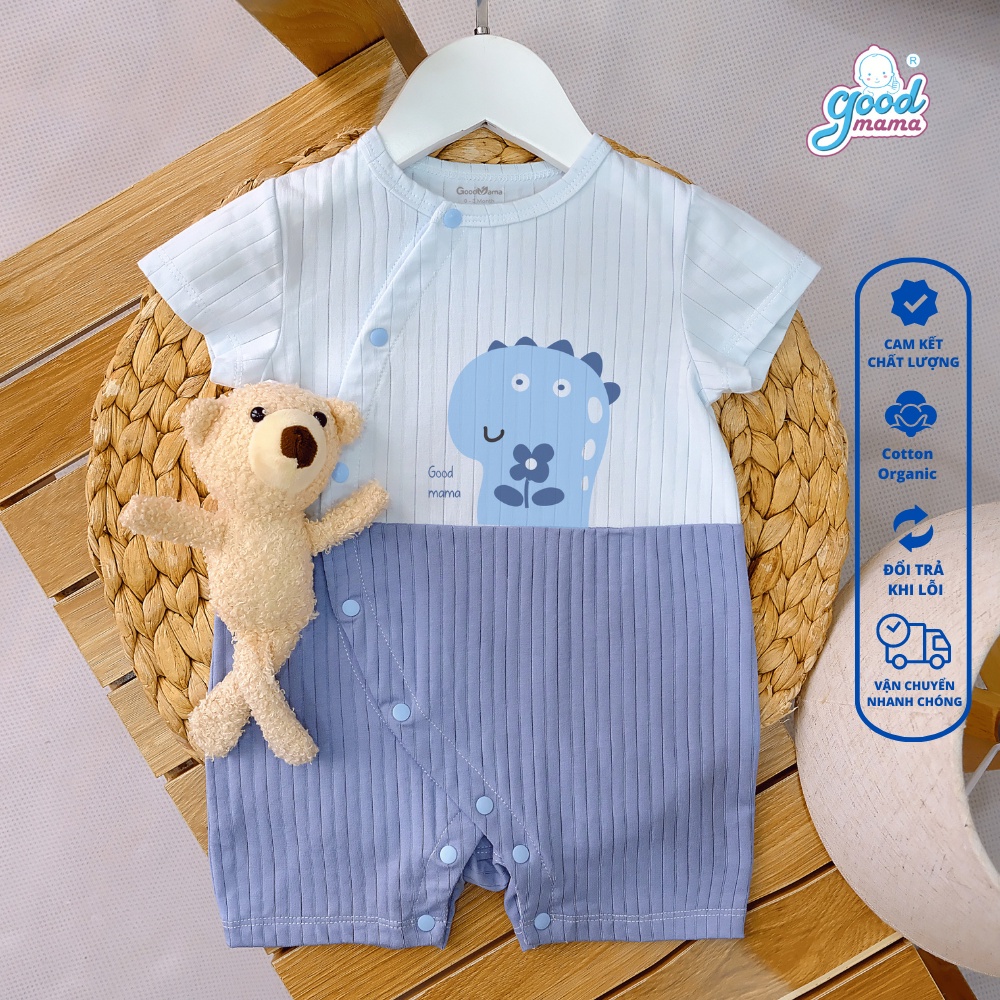 Bodysuit Cho Bé Mùa Xuân Hè, Body cọc tay sơ sinh trai gái Goodmama chất liệu Modal siêu mềm mại, thoáng mát