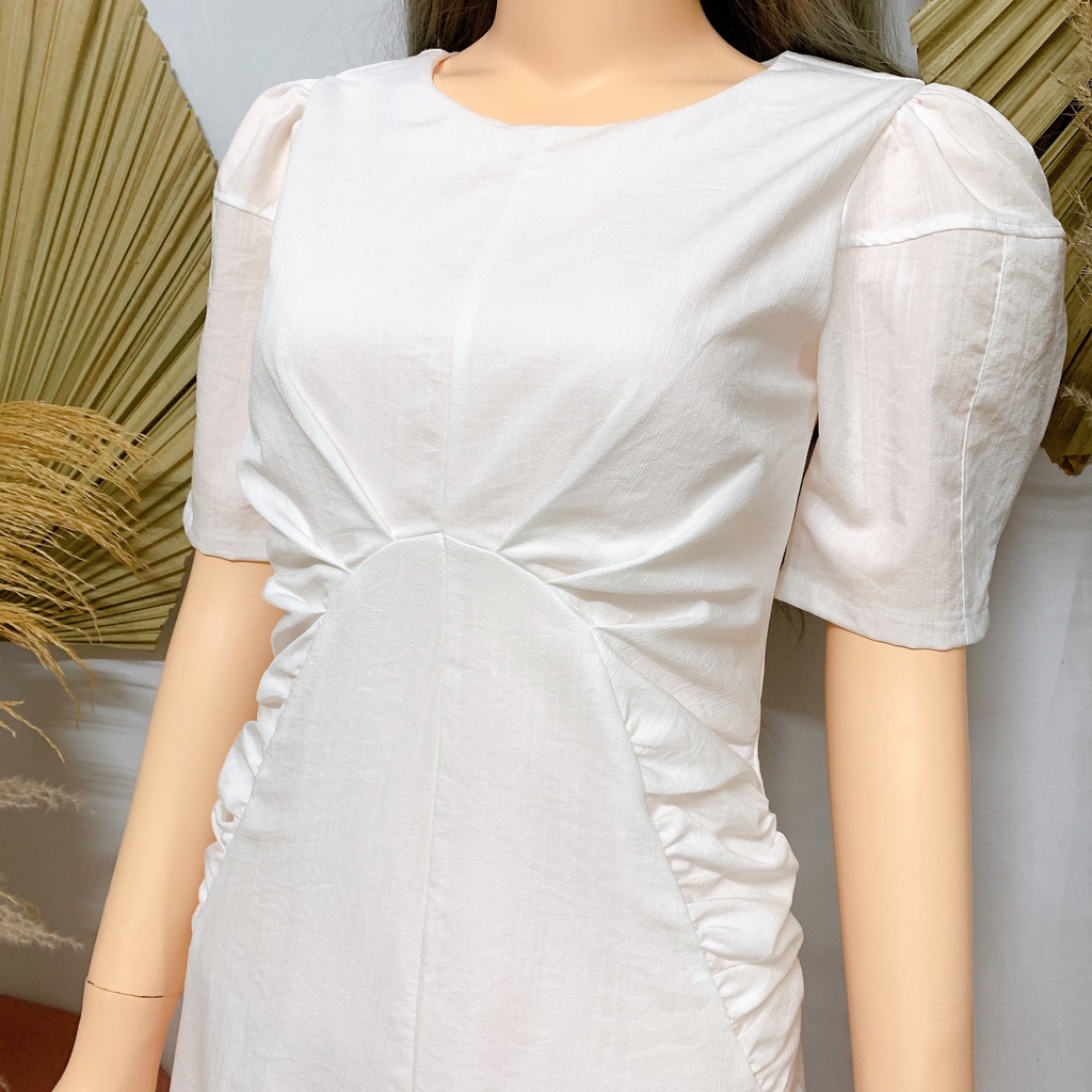 Đầm Nữ Nhún Eo Tay Phồng Tôn Dáng HNK322