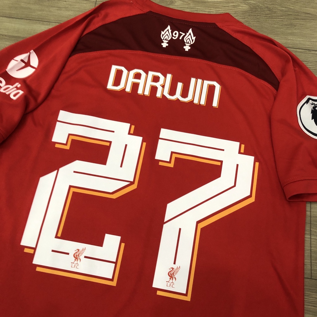 Bộ quần áo DARWIN NUNEZ số 27 , Liverpool đỏ 2023 font C1