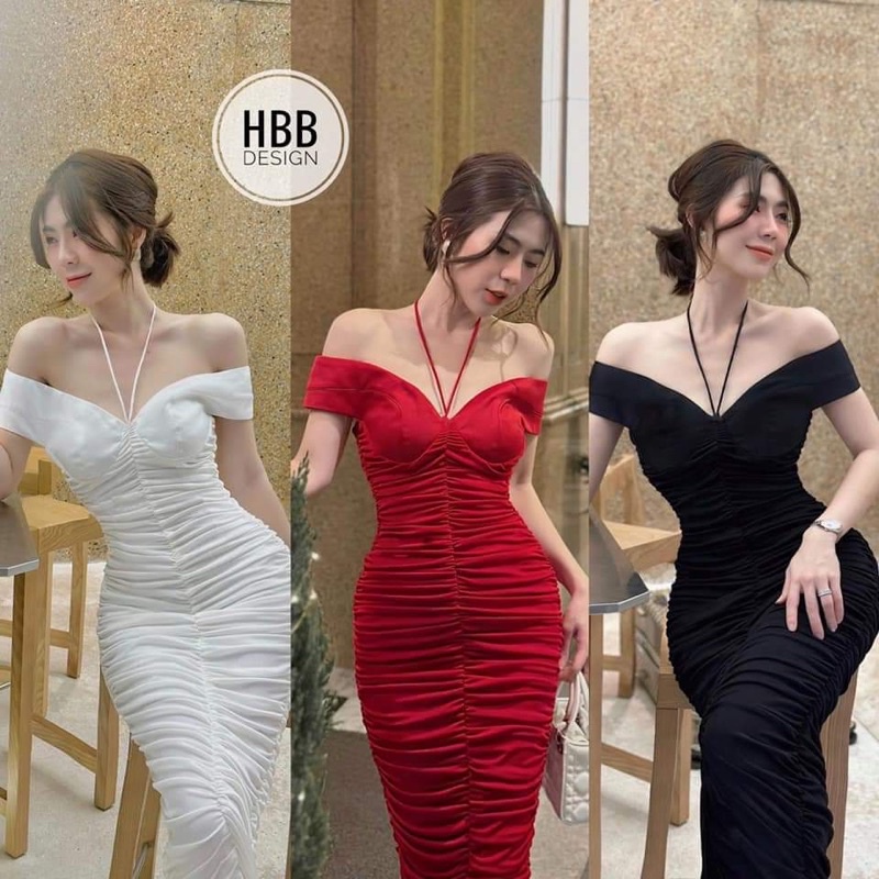 ĐẦM BODY MIDI ĐEN TRỄ VAI BIGSIZE