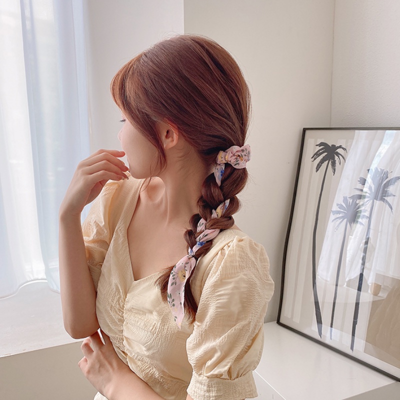 Dây Buộc Tóc Đuôi Ngựa Dài Họa Tiết Hoa Xinh Xắn