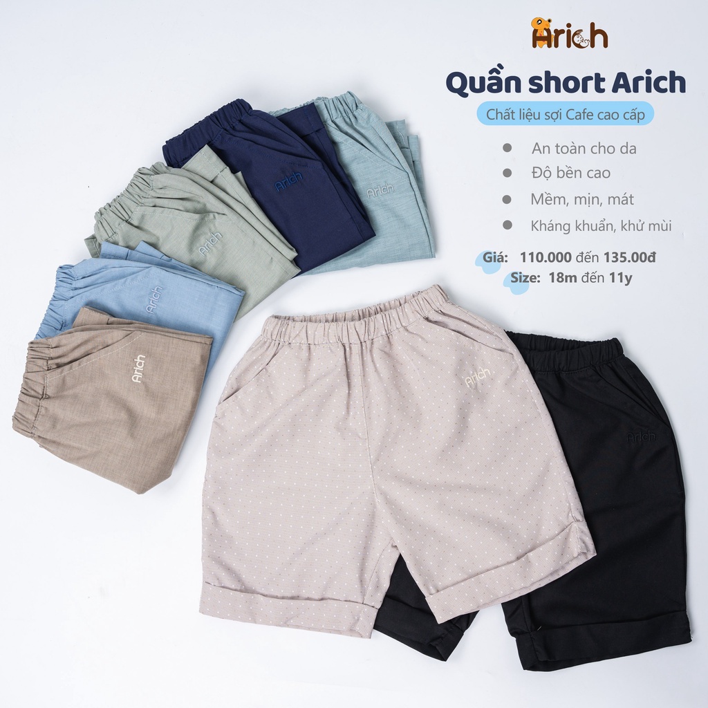 Quần short chất liệu cà phê (chỉ còn đen size 6-7y)