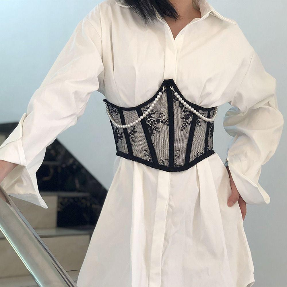 MXGOODS Thắt Lưng Trong Suốt Bản Rộng Họa Tiết Hoa Đơn Giản Có Thể Điều Chỉnh Cho Nữ