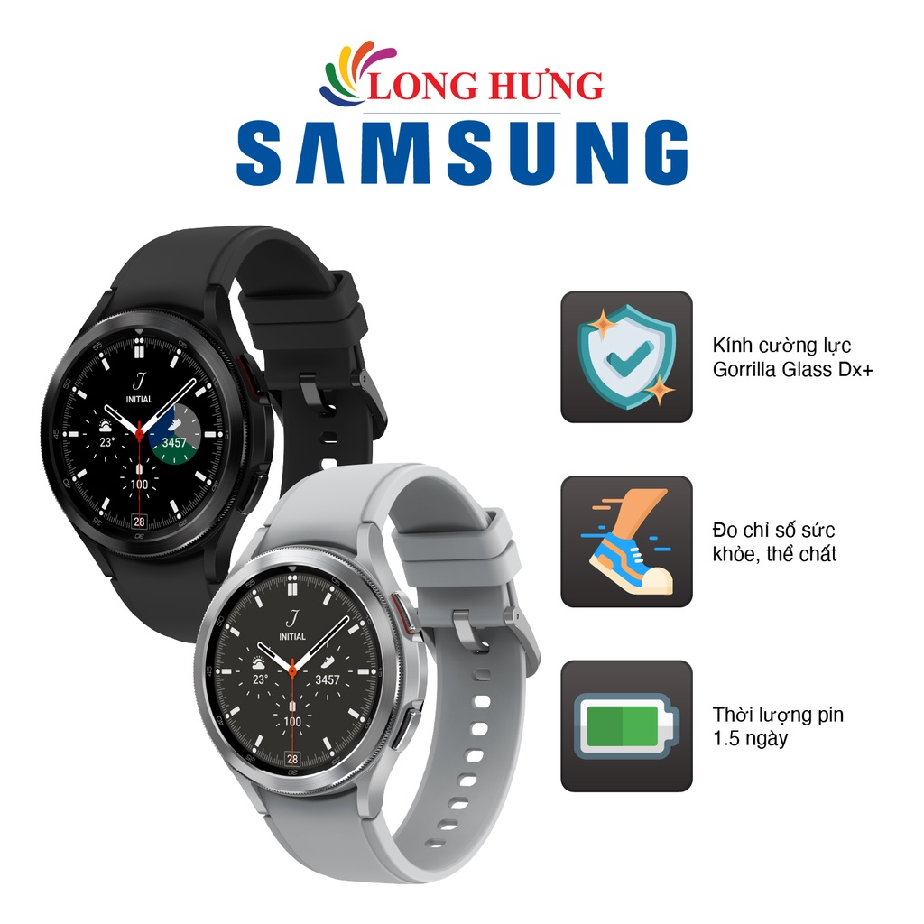 Đồng hồ thông minh Samsung Galaxy Watch4 Classic viền thép dây da - Hàng Chính Hãng