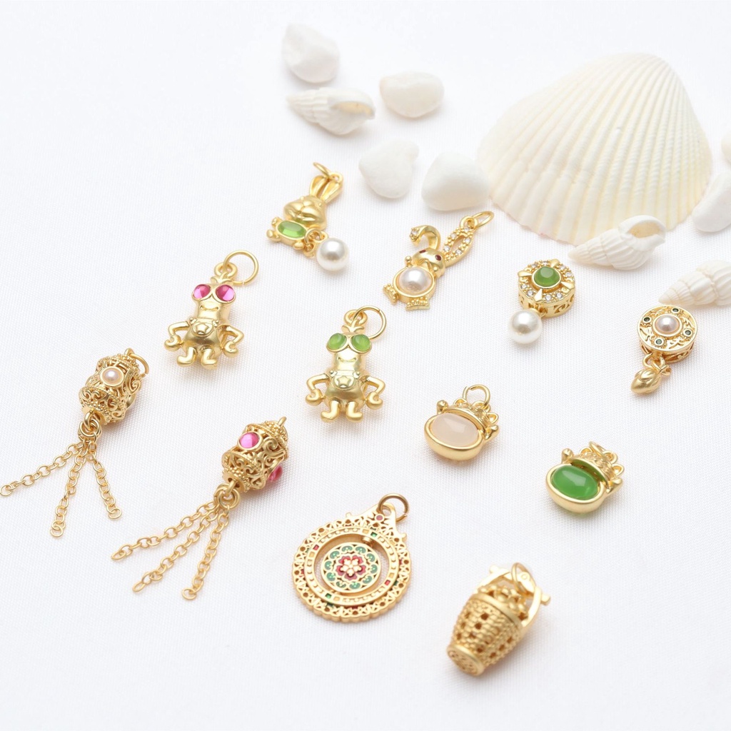 Set 5 Mặt Dây Chuyền Bằng Đá Cát Vàng Nhỏ Tự Làm Trang Sức