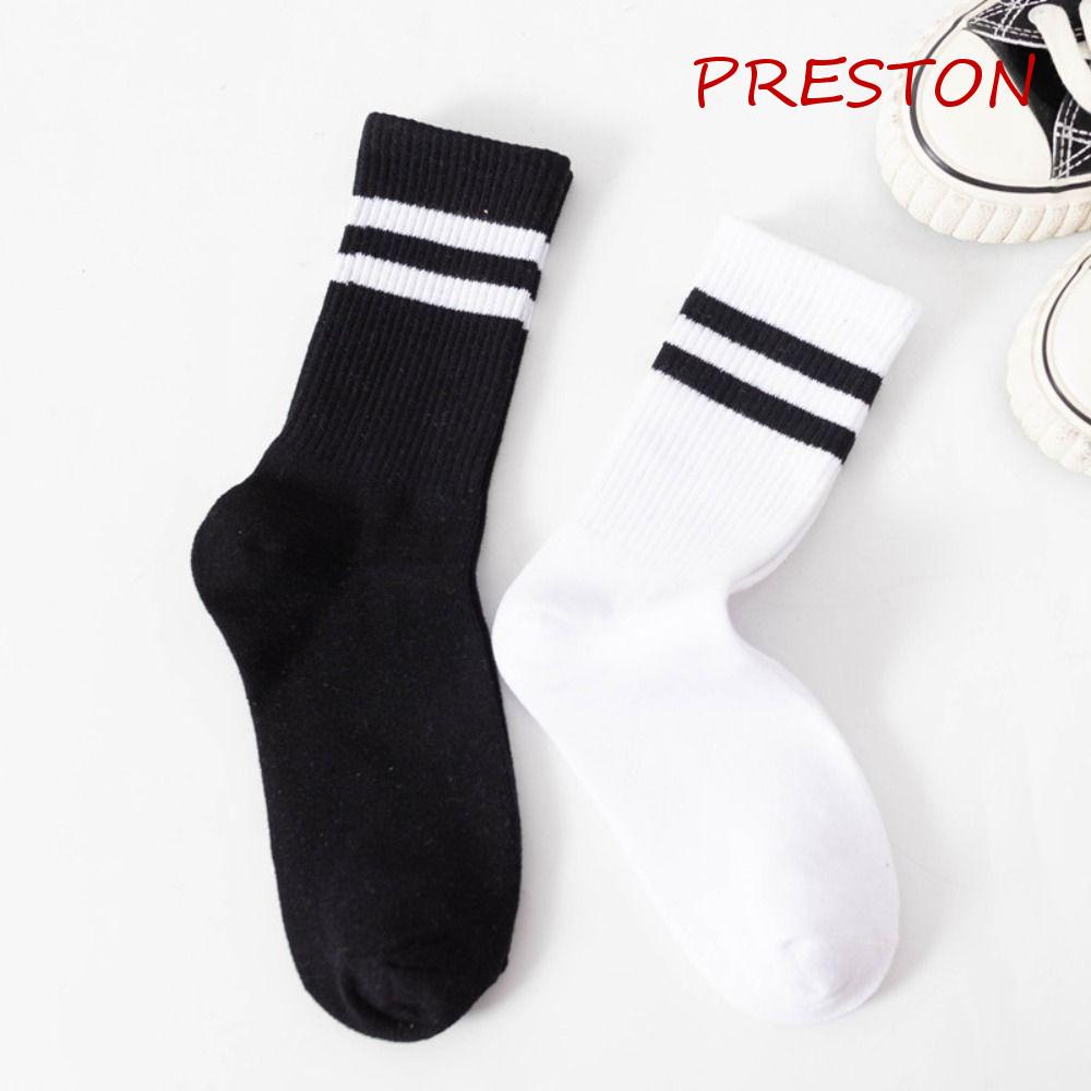 Preston Vớ Thể Thao Cotton Hai Sọc Đơn Giản Thời Trang Harajuku Nhật Bản Cho Nữ