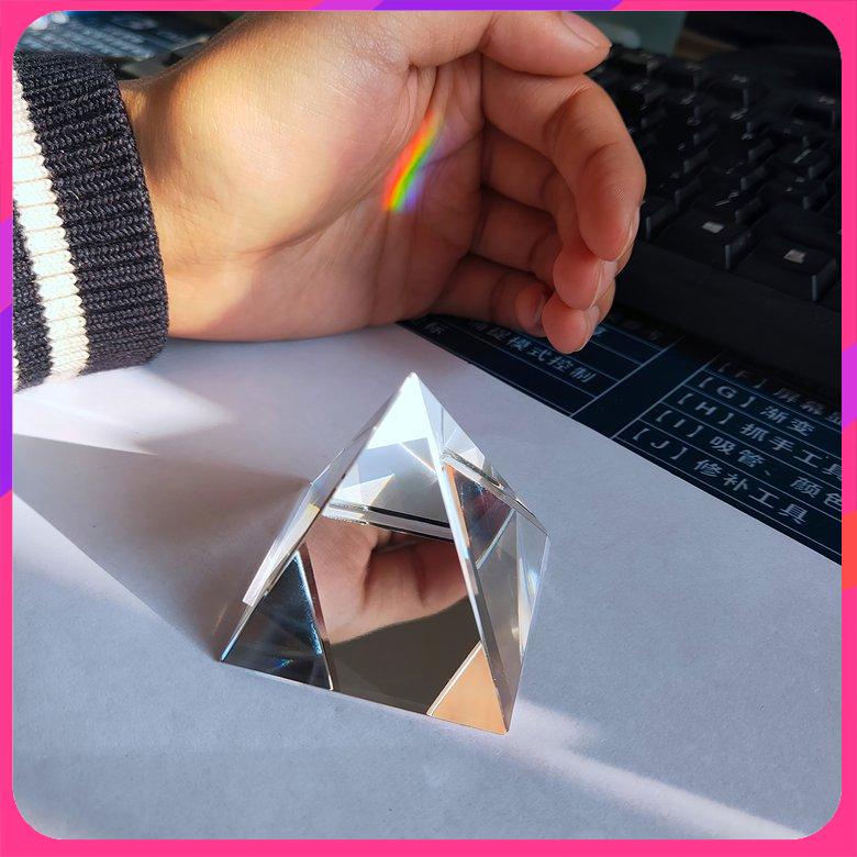 PK Crystal Pyramid Optical Glass Rainbow Prism Rectangular Polyhedral Pyramid