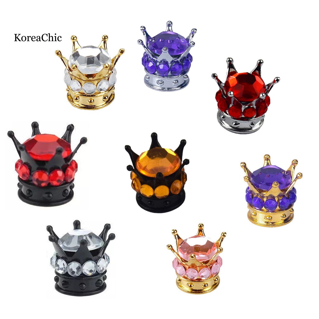 Nắp Van Xe Hơi Hình Vương Miện Đính Kim Cương Giả Handmade