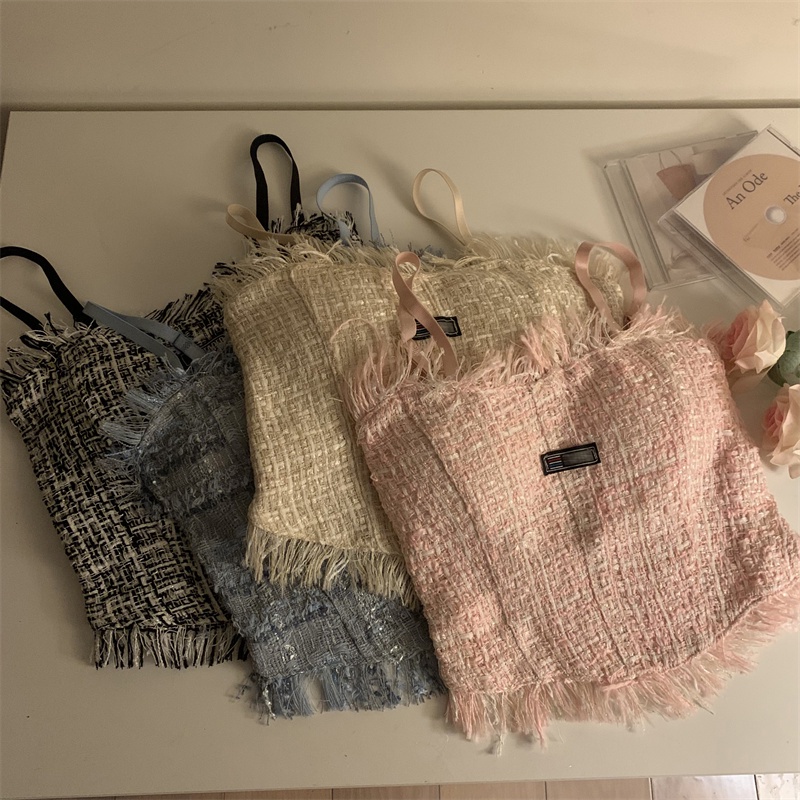 Áo hai dây phối tua rua phong cách Hàn Quốc với 4 màu tùy chọn