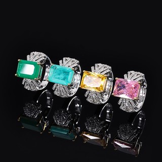 Nhẫn mặt vuông đính đá zircon phong cách retro âu mỹ cho nữ
