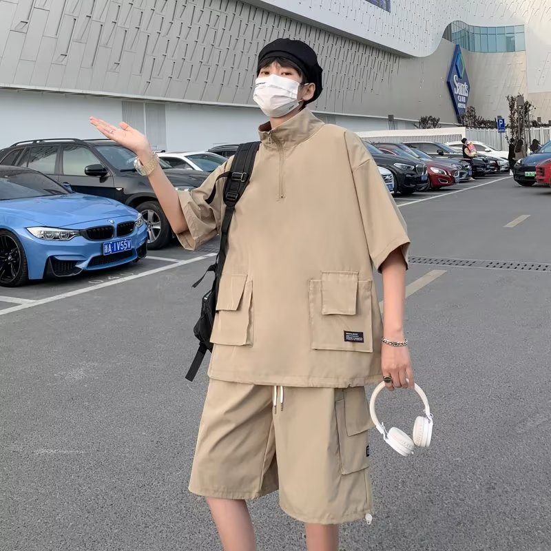 Áo Thun POLO Tay Ngắn Và Quần Lửng Đơn Giản Thời Trang Mùa Hè Dành Cho Nam