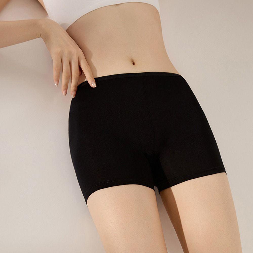 Quần Sooc Boxer Vải Cotton Lụa Lạnh Không Đường May Lưng Cao Ôm Dáng Chống Ma Sát Cho Bé Gái
