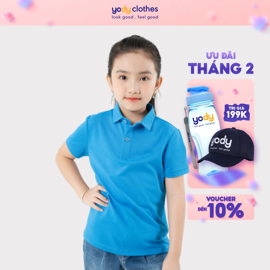 Áo polo trẻ em YODY vải cotton thoáng mát không nhăn chống mùi hôi APK5189