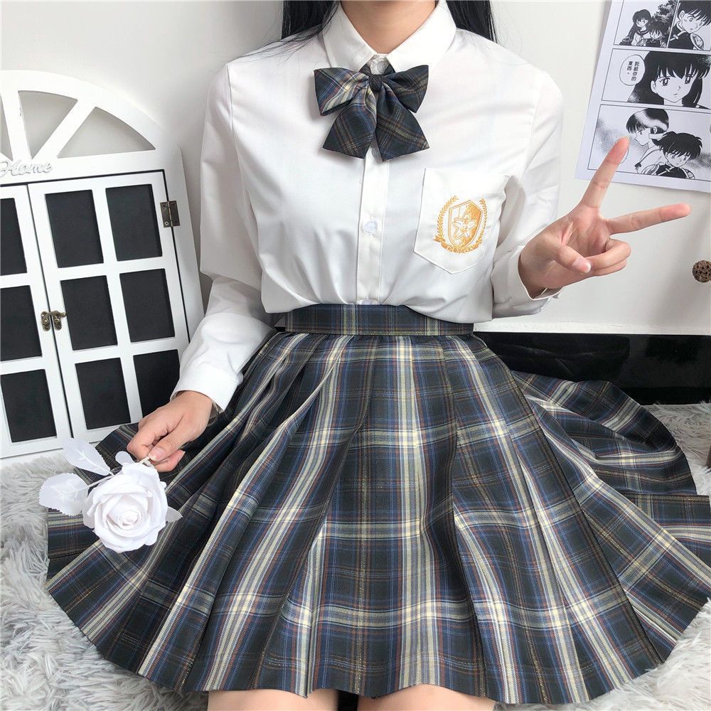 Chân váy JK xếp ly "Hệ Đông" phong cách Nhật Bản, có bling