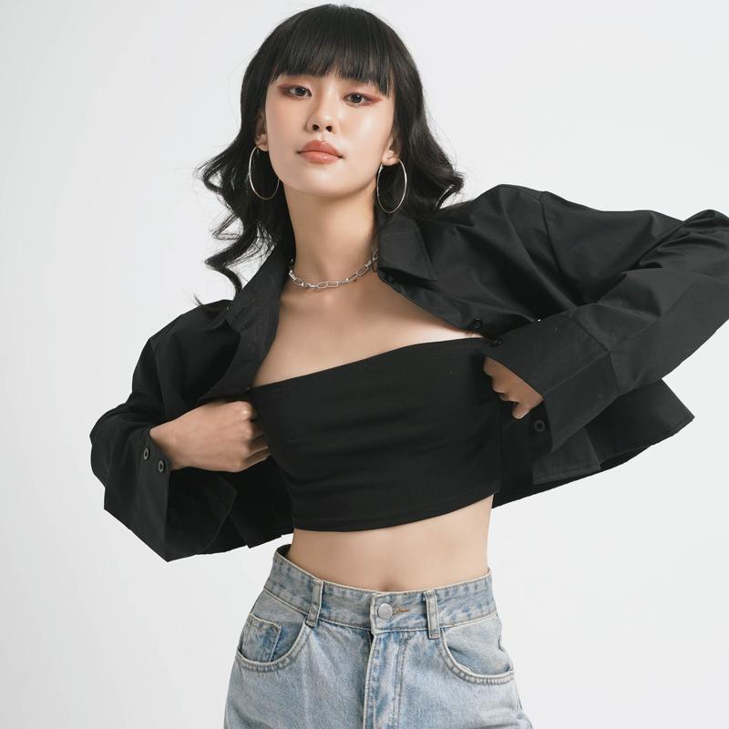 Áo Sơ Mi Croptop Dài Tay Chất Thô Nhiều Màu TiQi Jeans A-204