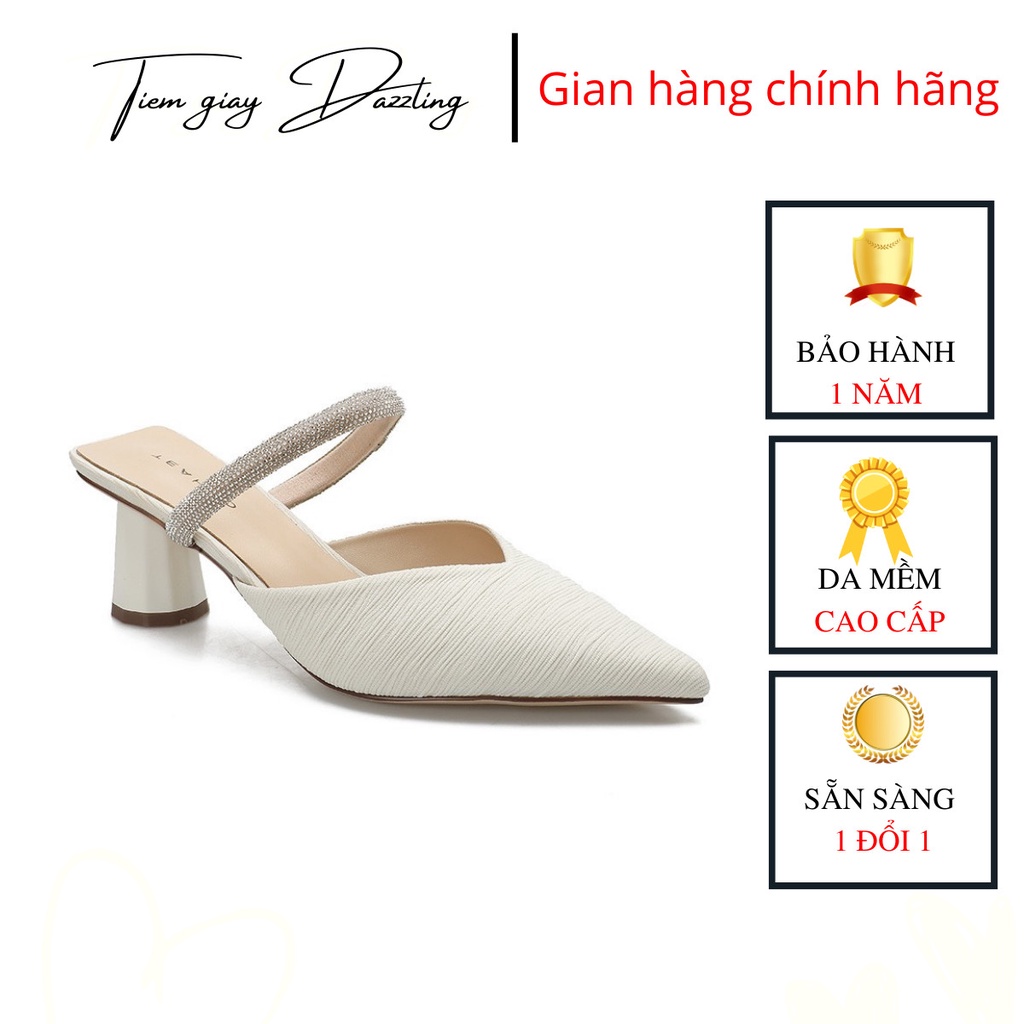Giày Sục Nữ, Sục Nữ Mũi Nhọn Đế Trụ Cao 5P Thời Trang 2024 - Dazzling Shoes da798