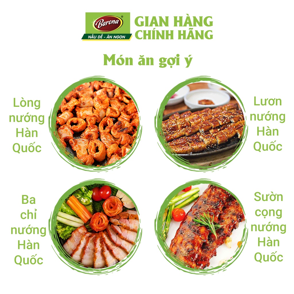 Combo 1 hộp (20 gói) Gia Vị Thịt Nướng Hàn Quốc Barona 80g ướp ngon chuẩn vị không cần nêm nếm