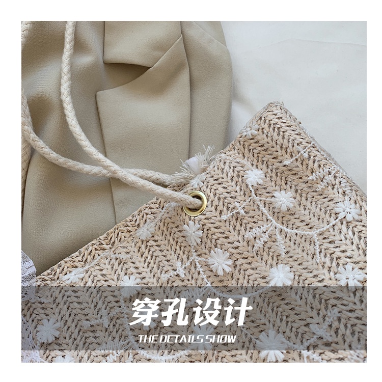 Túi Tote Đeo Vai / Xách Tay Một Bên Vai Bằng Rơm Phối Ren Kích Thước Lớn Phong Cách Hàn Quốc Hàng Mới 2023 TTF612 Dành Cho Bạn