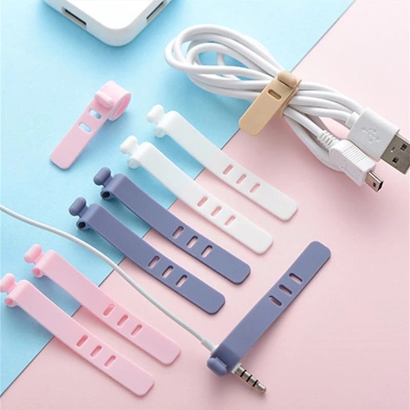 [Featured] Kẹp Cố Định Dây Cáp Sạc USB Bằng Silicone Để Bàn Đa Năng Có Thể Tái Sử Dụng