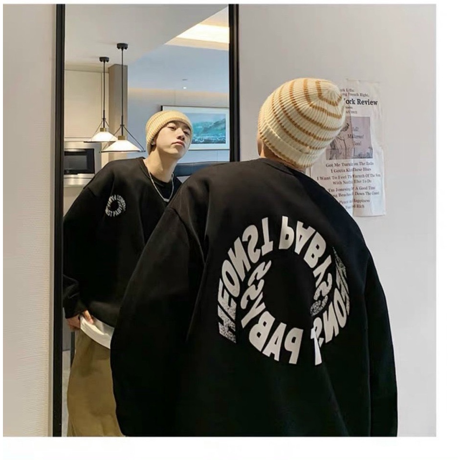 Áo khoác nỉ 2 lớp unisex dành cho nam nữ , cổ tròn form rộng logo thương hiệu hot hit