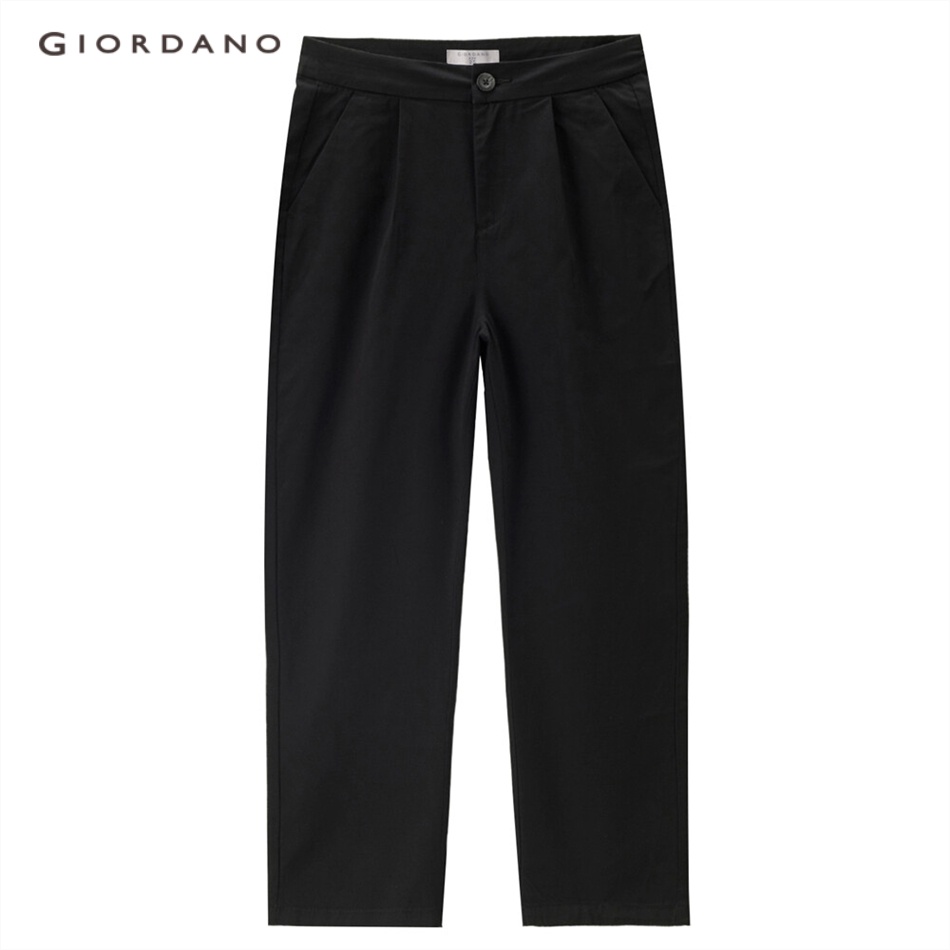 Quần GIORDANO 13423221 cotton nhẹ lưng cao vừa màu trơn dành cho nữ