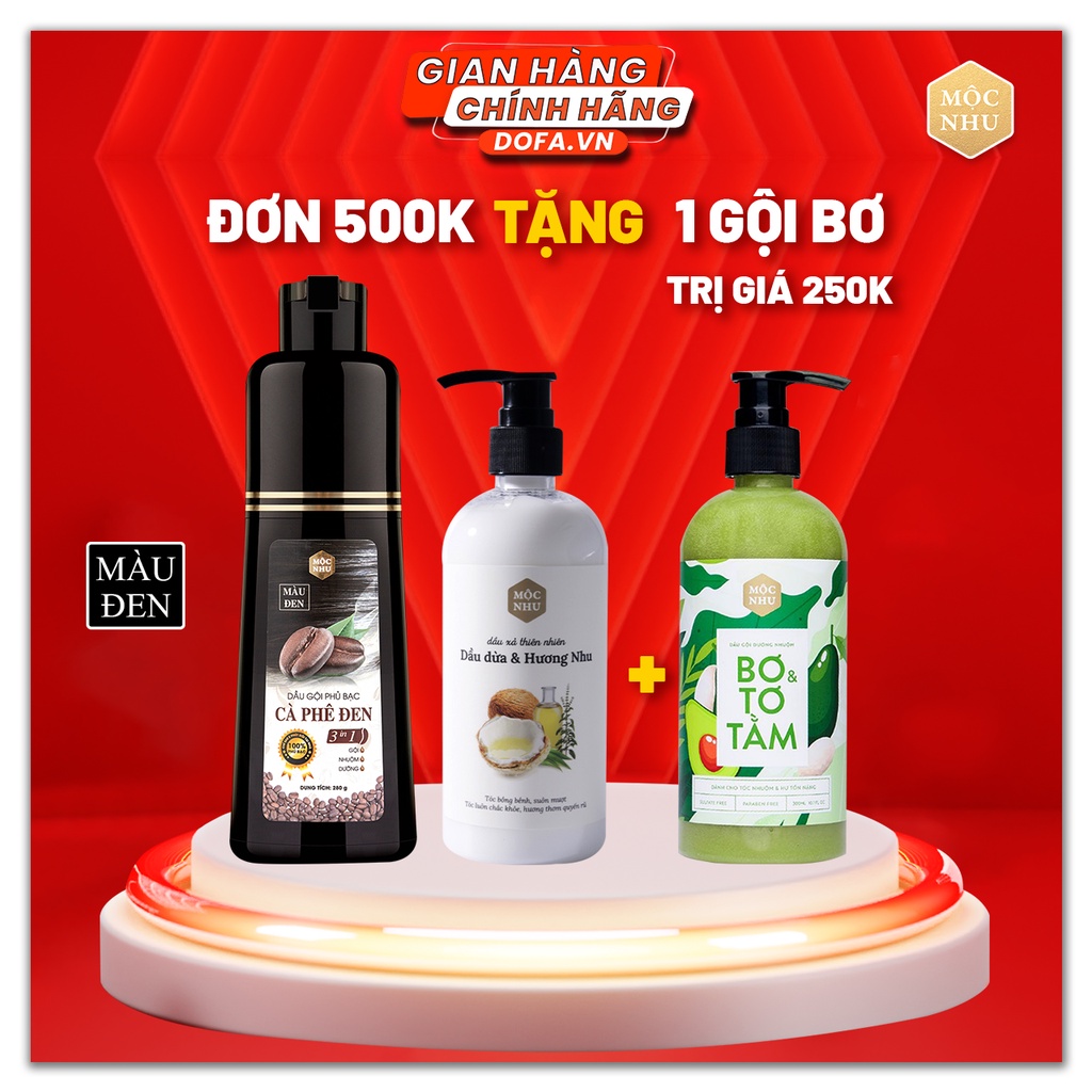 Combo Dầu Gội Phủ Bạc Cà Phê Đen và Dầu Xả Dầu Dừa Hương Nhu Phủ Đen Tóc Bạc Sau 5 phút Gội Dưỡng Tóc Mềm Mượt Bồng Bềnh