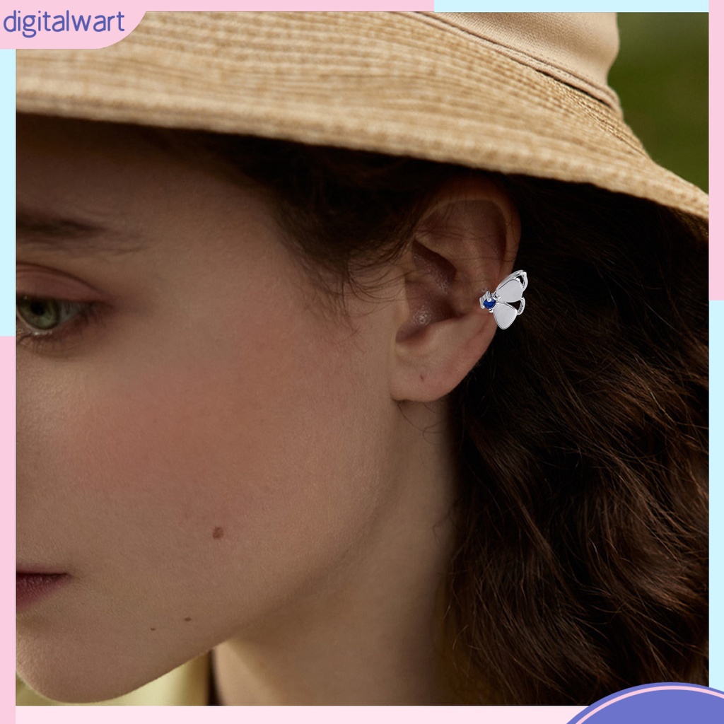 1 Khuyên Tai Kẹp Vành Tai Hình Học Đính Đá Zirconia Hai Lớp Không Cần Khoan Lỗ Màu Xanh Dương Sáng Trang Sức Làm Quà Tặng Hằng Ngày Cho Bạn Gái