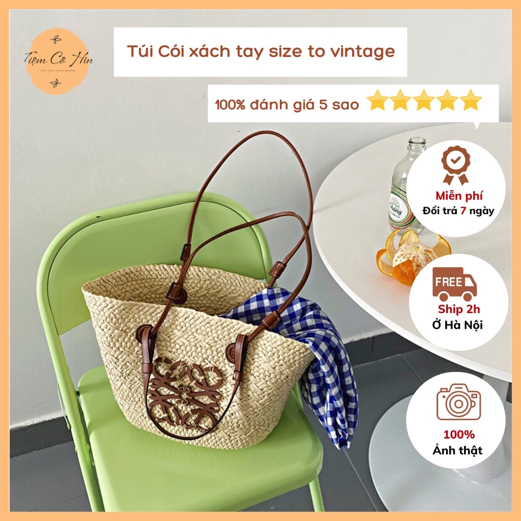 Túi cói cao cấp size to Tiệm Cô Hìn có thể xách tay đeo vai cực tiện ship 1h lỗi 1 đổi 1