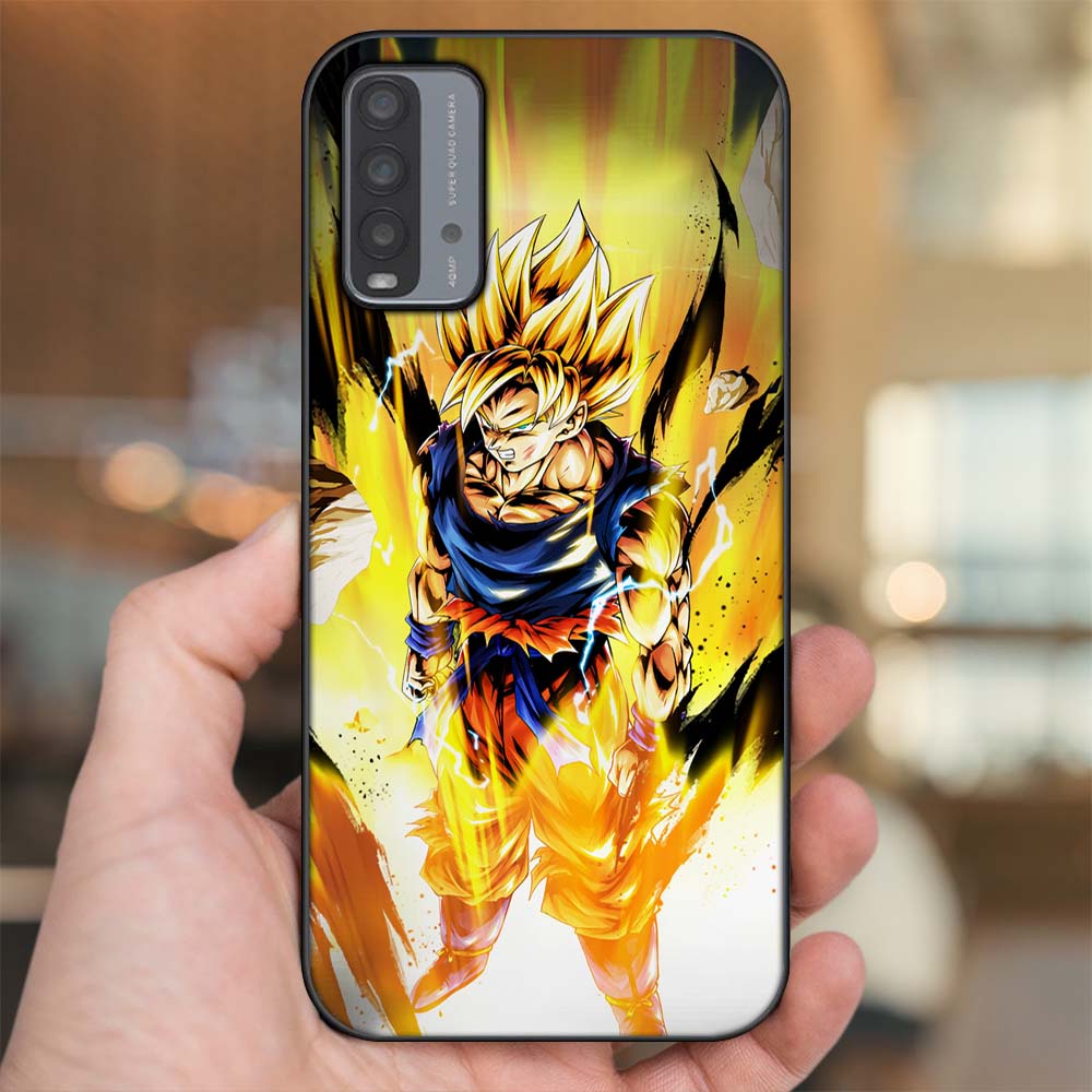 Ốp lưng Xiaomi Redmi 9T viền đen in hình Son Goku Dragon Ball Super Saiyan