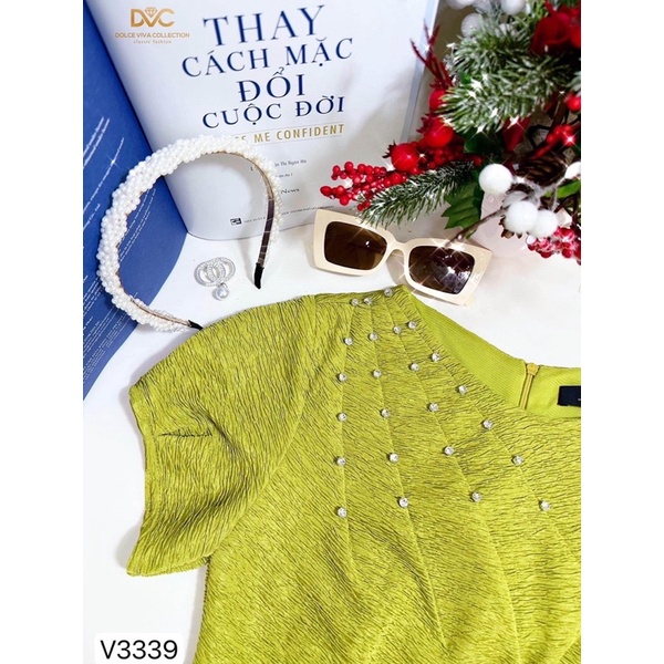 V3339 váy body màu xanh