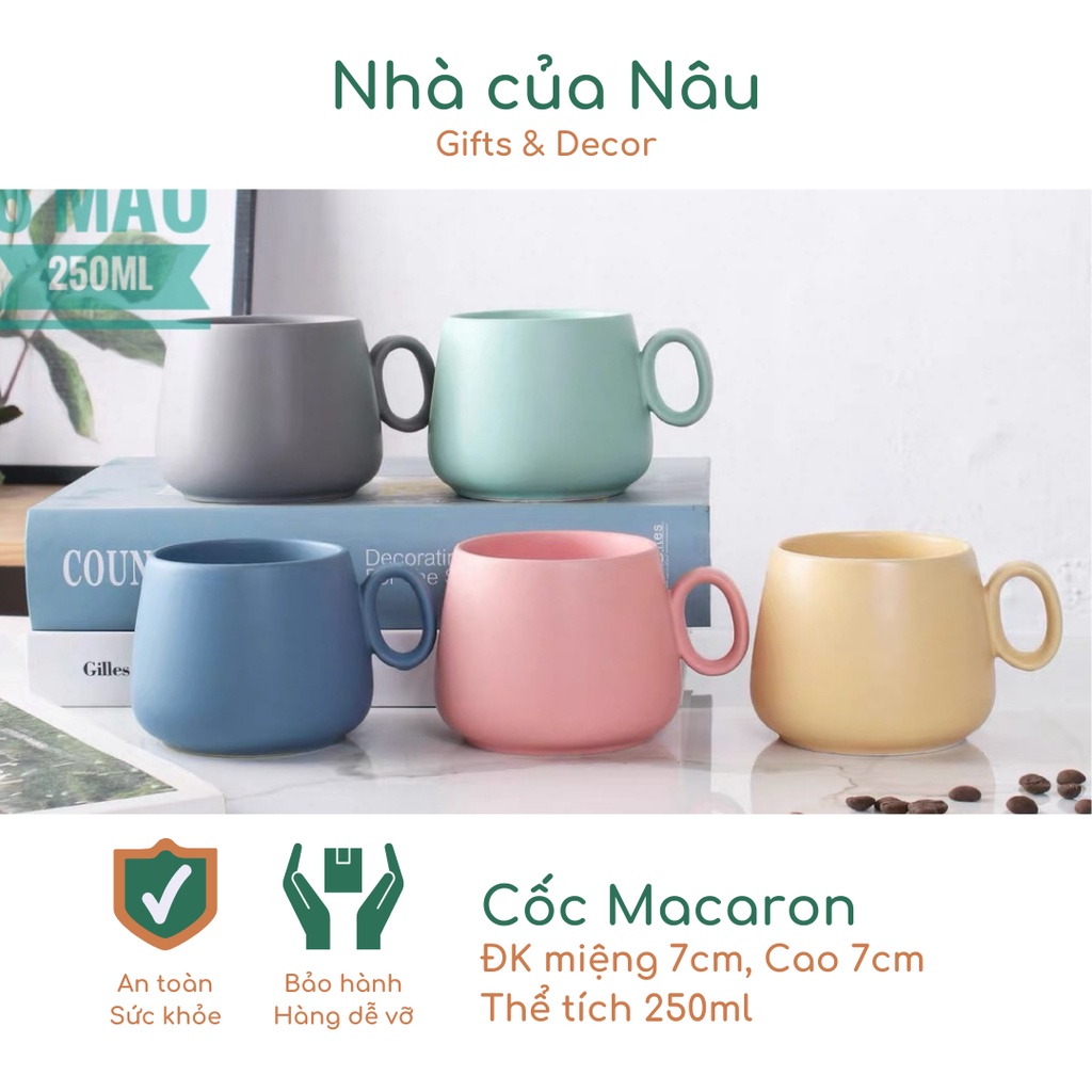 CỐC MACARON chất liệu sứ tông màu pastel men lì hiện đại trẻ trung phù hợp làm quà Tân Gia, Cốc đôi uống cafe, văn phòng