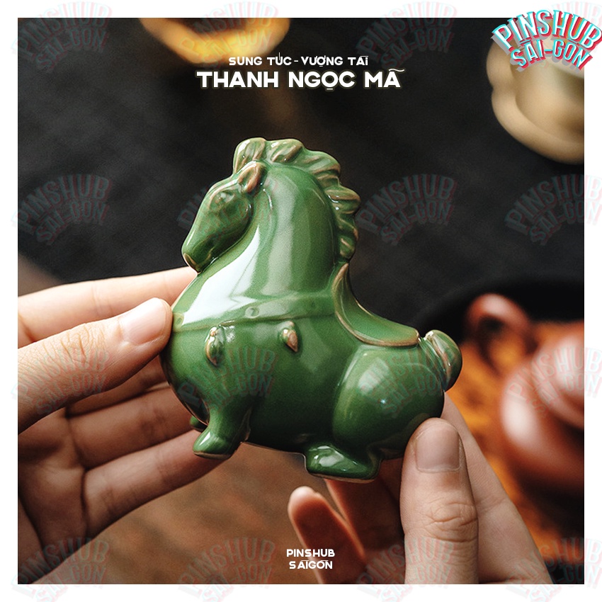 TƯỢNG GỐM TRÁNG MEN THANH NGỌC MÃ AN LÀNH PHONG THỦY MANG ĐIỀM LÀNH TRƯNG BÀY PINSHUB