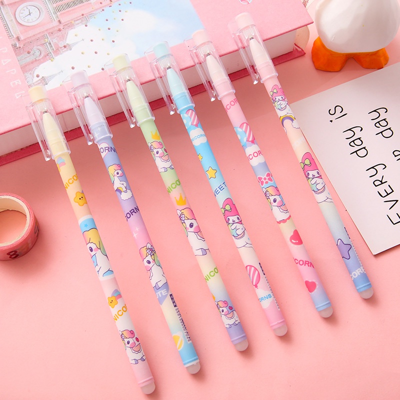 Set 12 Bút Bi Mực Đen Ngòi 0.5mm Có Thể Xóa Được 2023