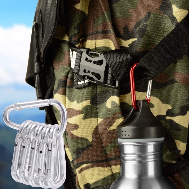 1 Móc Khóa Carabiner Chữ D Màu Bạc Bằng Nhôm An Toàn Cho Hoạt Động Thể Thao Ngoài Trời