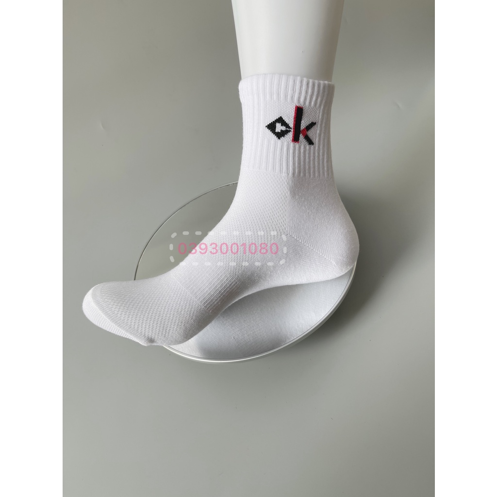 Tất Siêu cao cổ nam nữ trắng đen hàng dệt kim thể thao hàn quốc chất liệu cotton