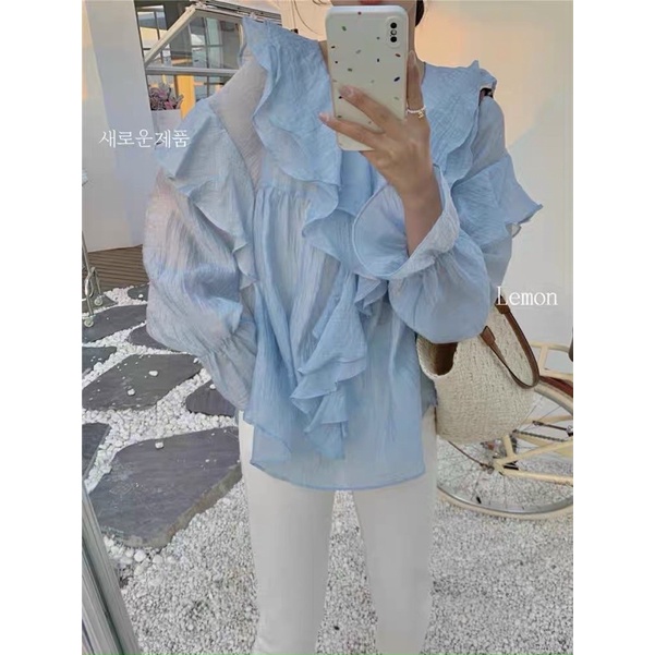 Áo Bèo Tơ Nhăn Phong Cách Hàn Quốc Tiểu Thư Xinh