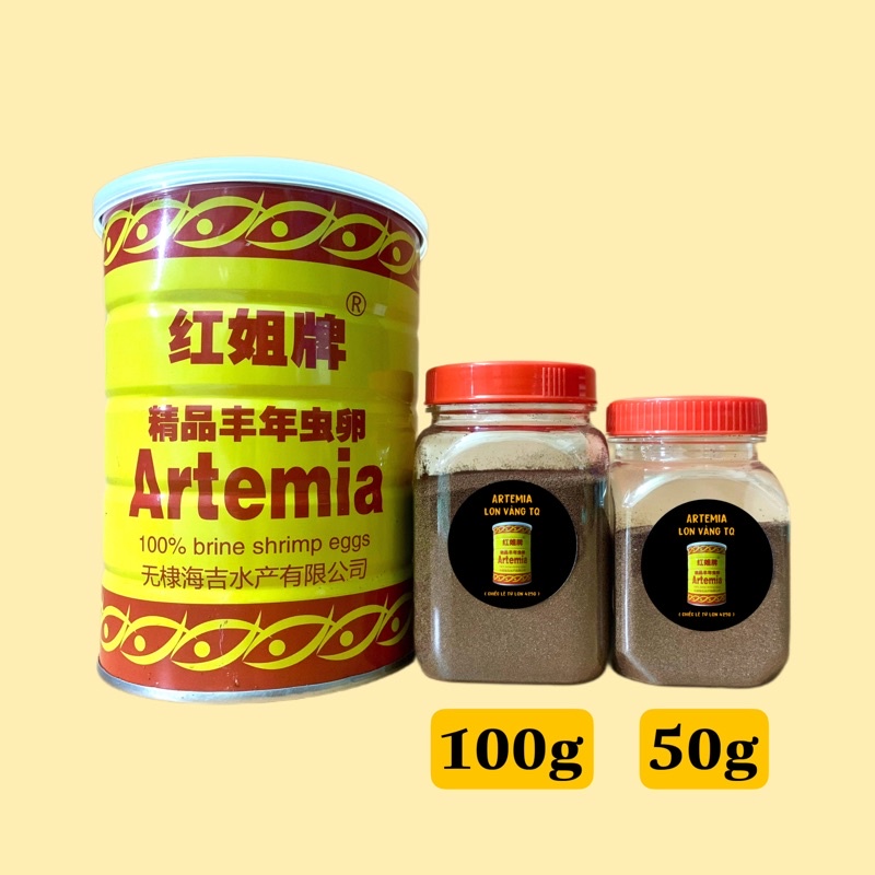 TRỨNG ARTEMIA LON VÀNG - LON XANH (50g - 100g) TRUNG QUỐC TỈ LỆ NỞ CAO