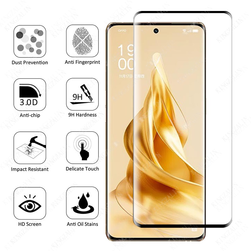 Kính Cường Lực 2 Trong 1 Viền Cong Bảo Vệ Camera Cho Oppo Reno 9 8 Pro Plus 8Pro + 9Pro + 8T 8Z Reno8T Reno8 Reno9 4G 5G
