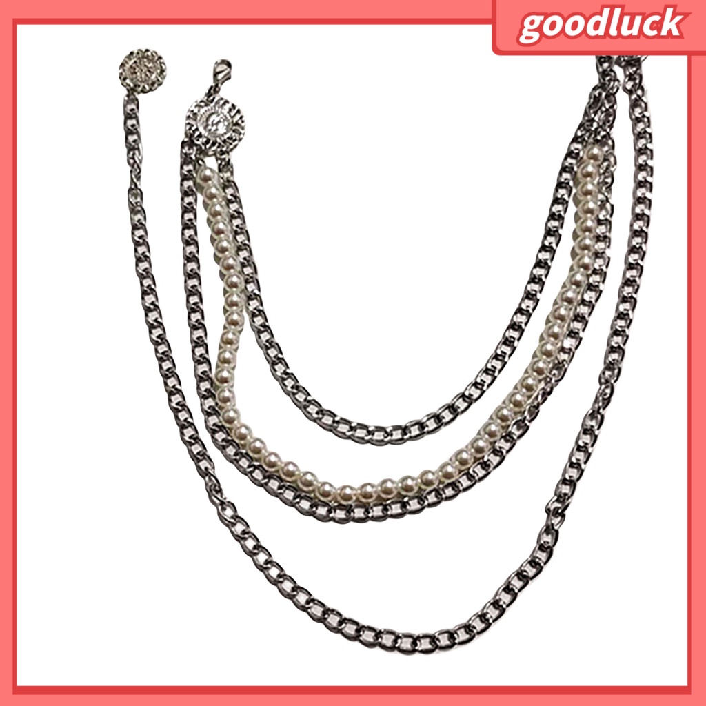 |Đồ Chơi GODK GODK Độc Đáo| Dây Thắt Lưng Nhiều Lớp Đính Ngọc Trai Nhân Tạo Đơn Giản Phong Cách Vintage Cho Nữ