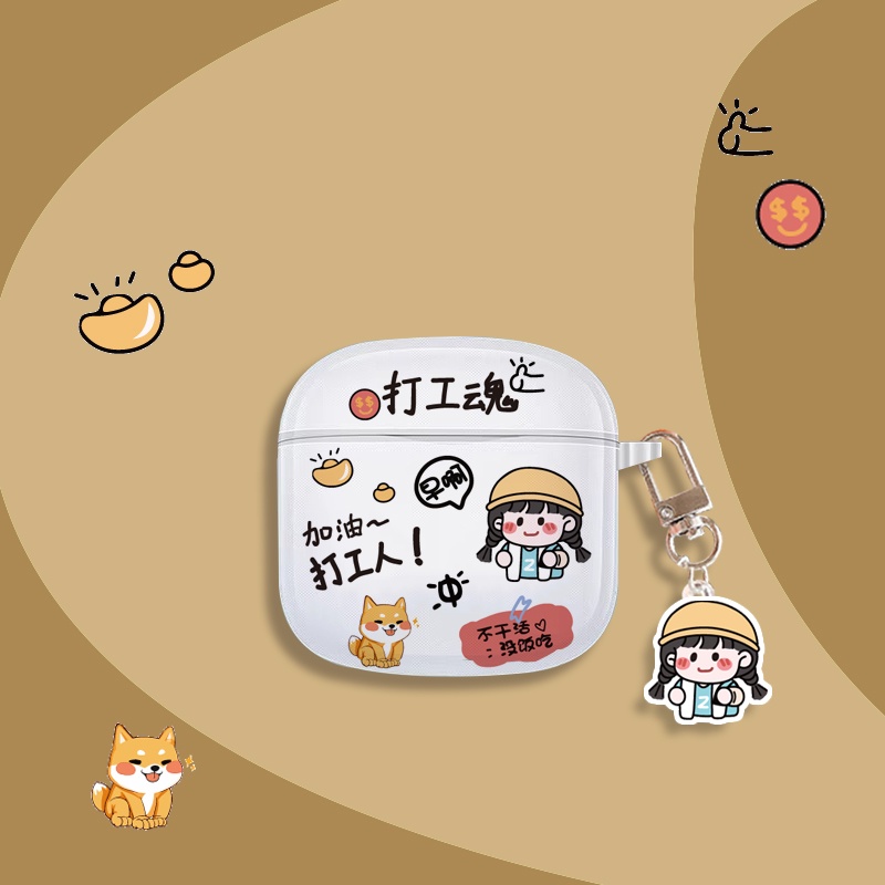 Vỏ bảo vệ hộp sạc tai nghe hình gấu & dâu tây xinh xắn cho Baseus Bowie E3