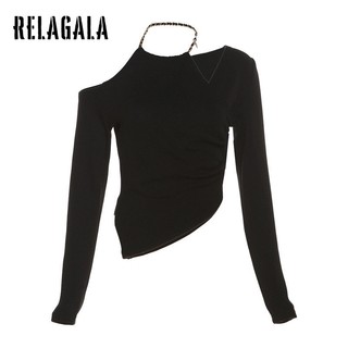 RelaGala Áo thun dài tay hở lưng gợi cảm thời trang dành cho nữ
