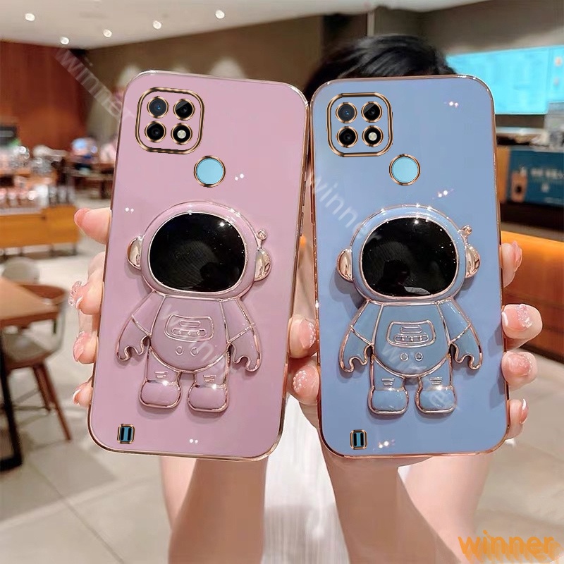 Dấu ngoặc Ốp Lưng Realme C21Y Realme C25Y Realme C21 Ốp Điện Thoại In Hình Phi Hành Gia Có Giá Đỡ Cho 31AYHY