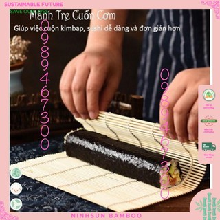 Mành tre cuốn kimbap/sushi, cuộn cơm, trải bàn ăn, decoer chụp ảnh, lót bàn, lót ly, lót đồ