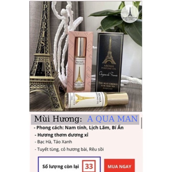 Tinh dầu nước hoa Pháp Aroma, tinh dau  dạng lăn 12ml quyến rũ, sexy