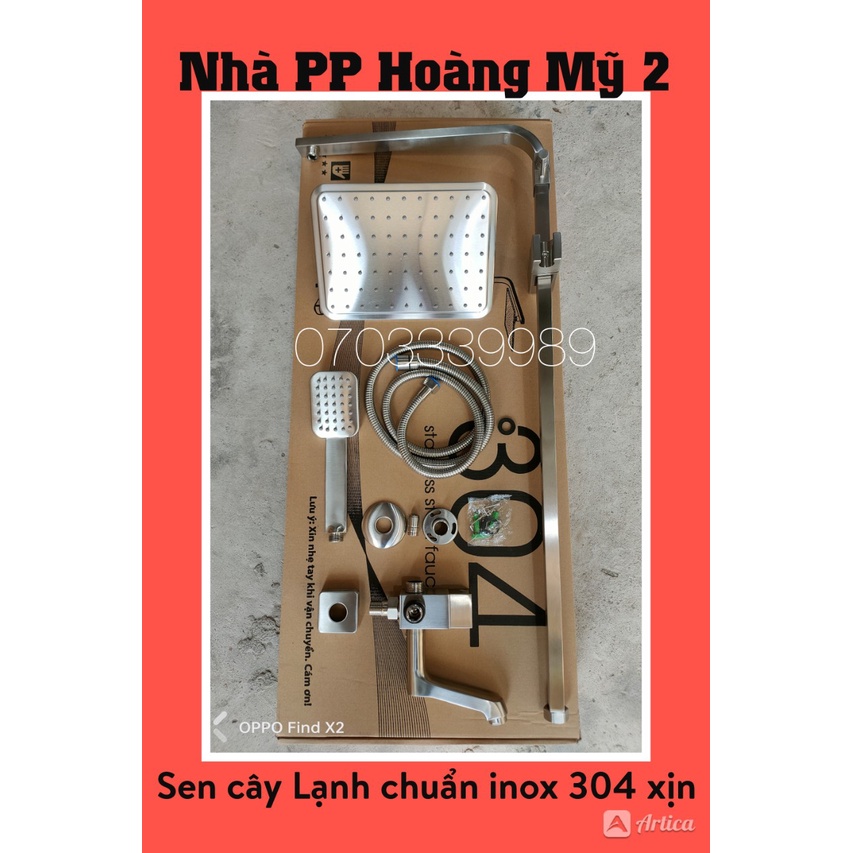 Bộ sen cây tắm đứng Lạnh vuông inox 304 chuẩn hàng loại 1