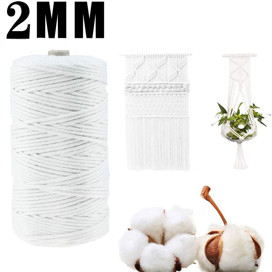 Cuộn Dây Cotton Macrame 2mm 100m Tự Làm Vòng Bắt Giấc Mơ Trang Trí Đa Ứng Dụng