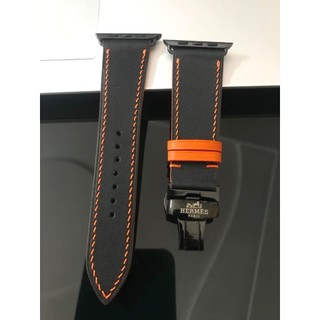 Dây da đồng hồ Swift Đen Mix đỉa cam - dành cho Apple Watch, đồng hồ cơ, đồng hồ thông minh