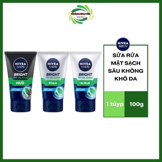 Sữa rửa mặt nivea men bright oil clear sạch nhờn mát lạnh | không khô da