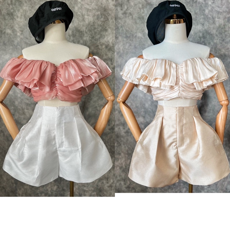 Set áo trễ vai + quần tafta TRÂM ANH CLOTHING (bán tách set) - 260